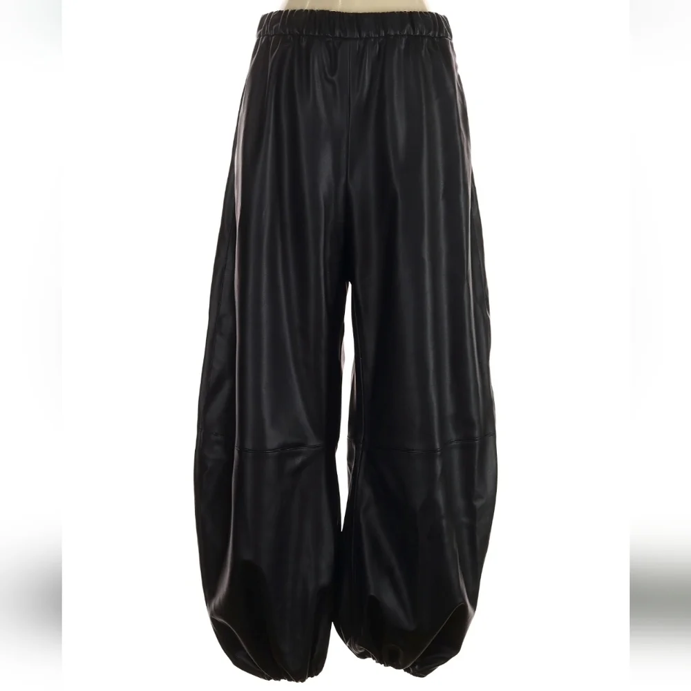 Zara Faux Leather Balloon Pants Black Size S